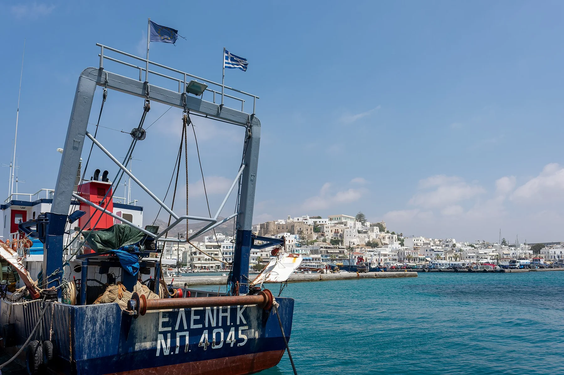Fishing boat in Naxos port · Cyclades